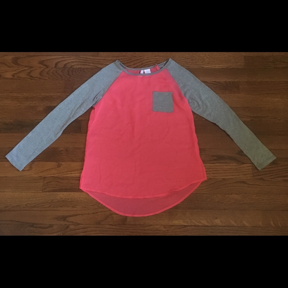 Pink & Gray Shirt With Front Pocket